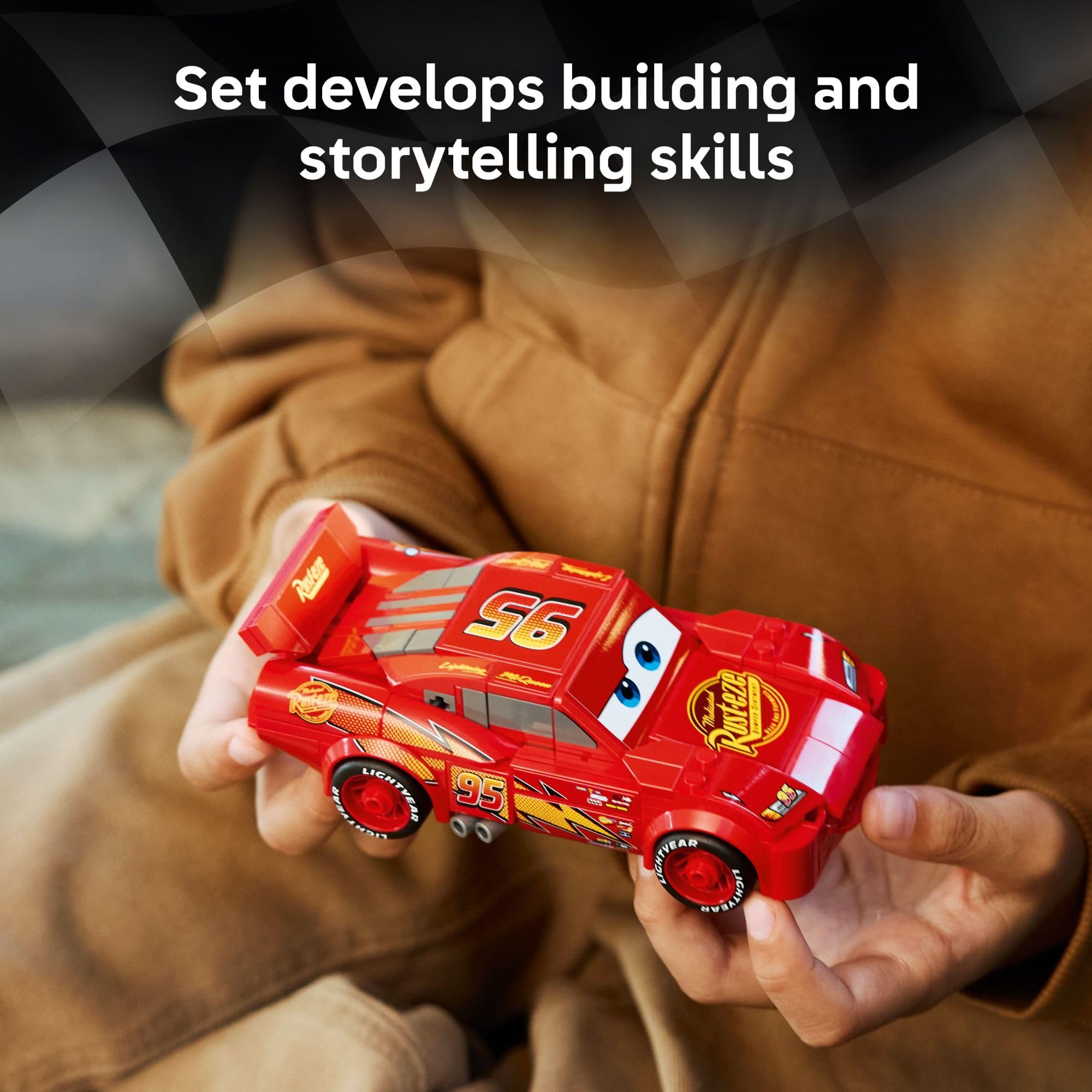 LEGO Speed Champions Lightning McQueen Toy - Disney Pixar Cars Building Blocks for Kids, Boys & Girls, Ages 9+ - Pretend Play Race Car & Bedroom Shelf Display - 77255