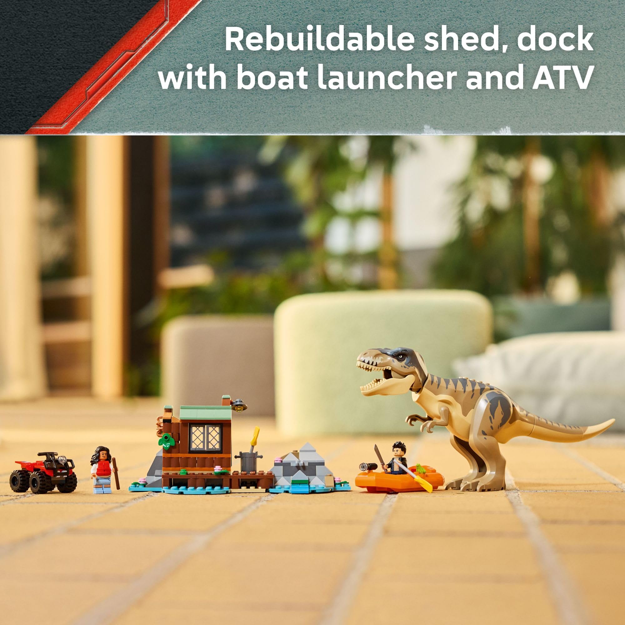 LEGO Jurassic World T. rex River Escape - Dinosaur Toy for Kids, Boys, and Girls, Ages 5-7 - Jurassic World Toy Boat Minifigures - Creative Dinosaur Gift for Movie Fans