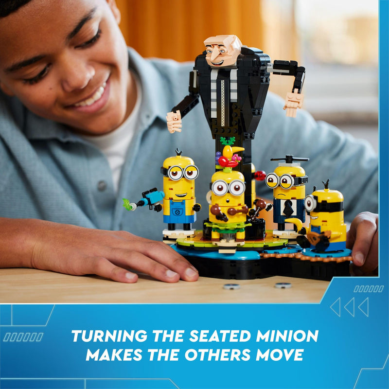 LEGO Despicable Me 4 Brick-Built Gru and Minions Figure, Buildable Minions Toy for Kids, Dancing Despicable Me Toy Figures Playset, Play-and-Display Minions Birthday Gift for Boys and Girls, 75582