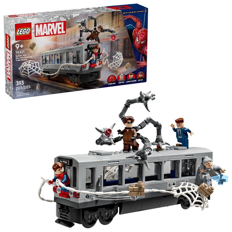 LEGO Marvel Spider-Man vs. Doc Ock Subway Train Scene - Action Figures Kids Toy - Spider-Man Building Toy for Boys & Girls, Ages 9+ - Marvel Collectible with 4 Minifigures