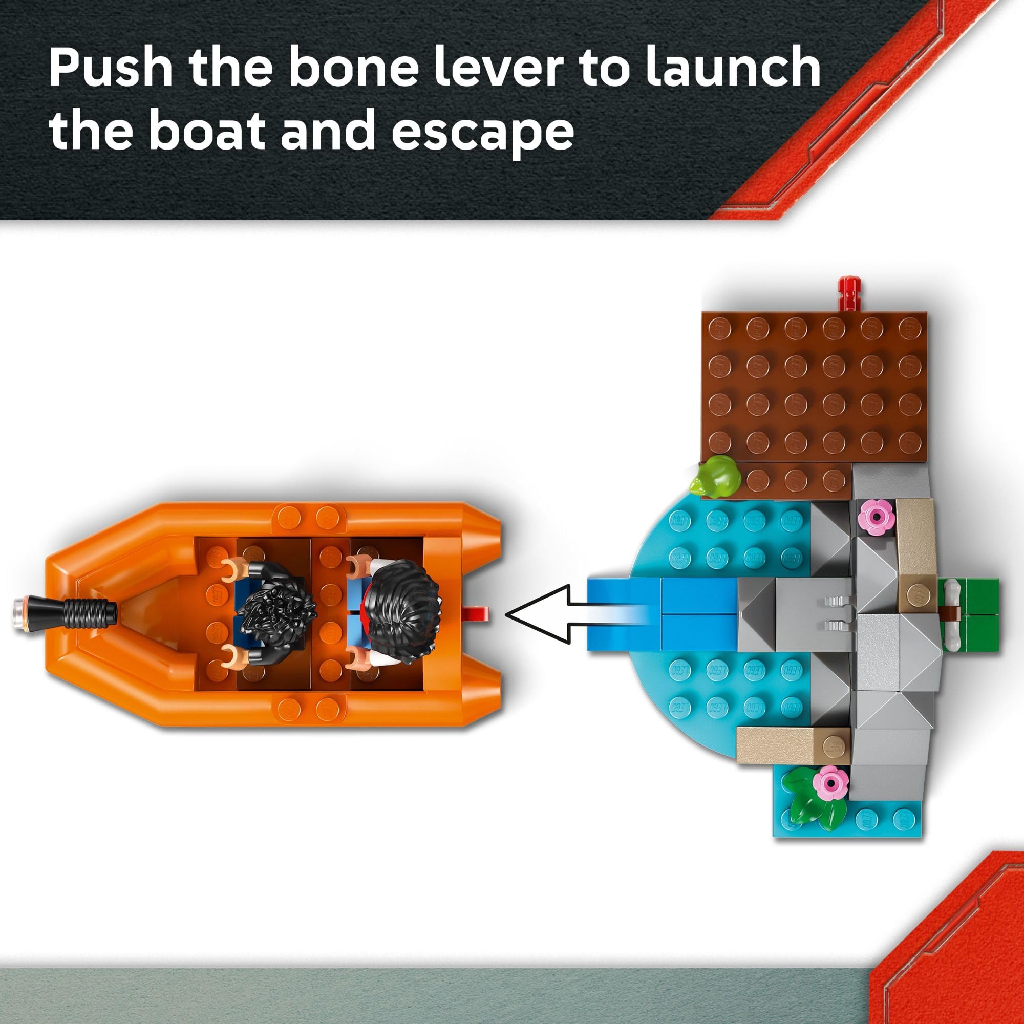 LEGO Jurassic World T. rex River Escape - Dinosaur Toy for Kids, Boys, and Girls, Ages 5-7 - Jurassic World Toy Boat Minifigures - Creative Dinosaur Gift for Movie Fans