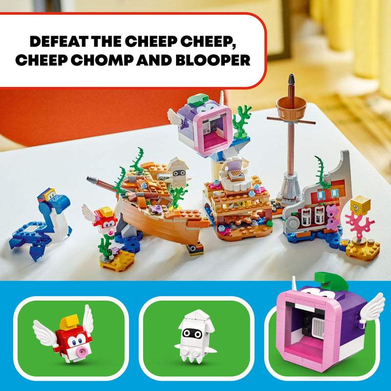 LEGO Super Mario Dorrie's Sunken Shipwreck Adventure Expansion Set, Super Mario Collectible Toy for Kids with Cheep Cheep, Cheep Chomp and Blooper Figures, Gift for Boys, Girls and Gamers, 71432