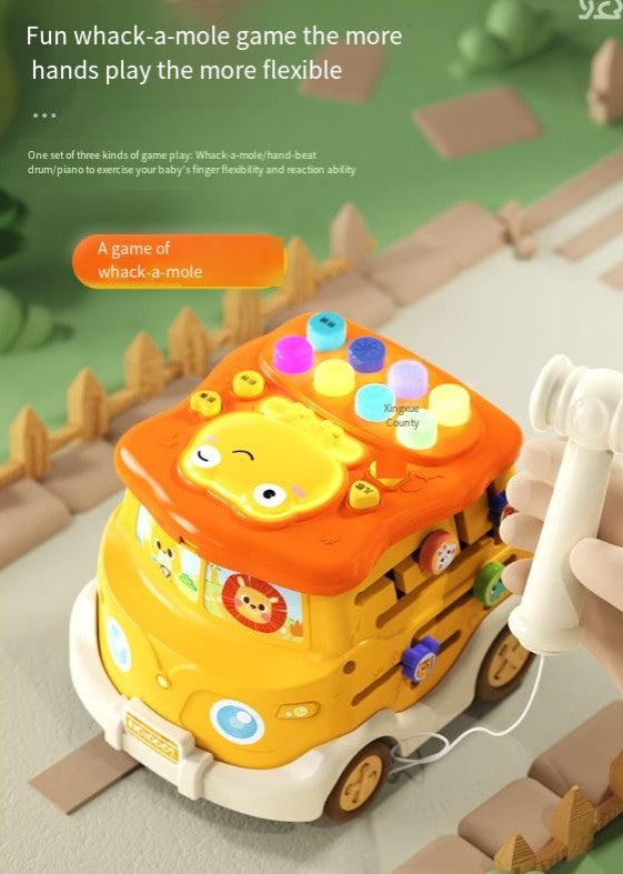Baby Puzzle Early Education Bus Car Polyhedral Six Sided Drum Toy