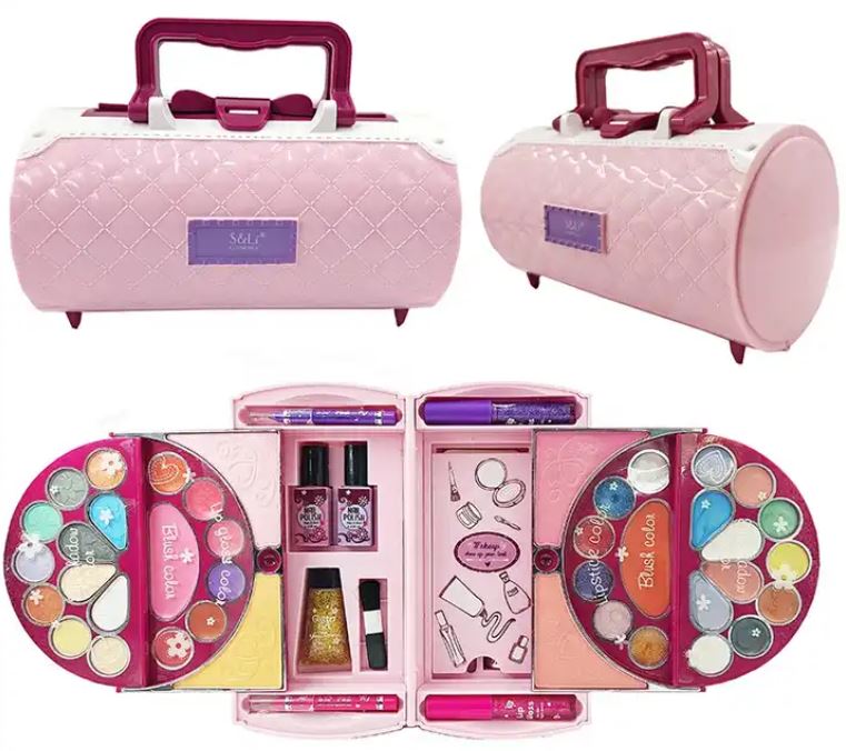 My First Princess Make Up Kit with carry foldable case, Kids Makeup Set Washable Makeup For Girls