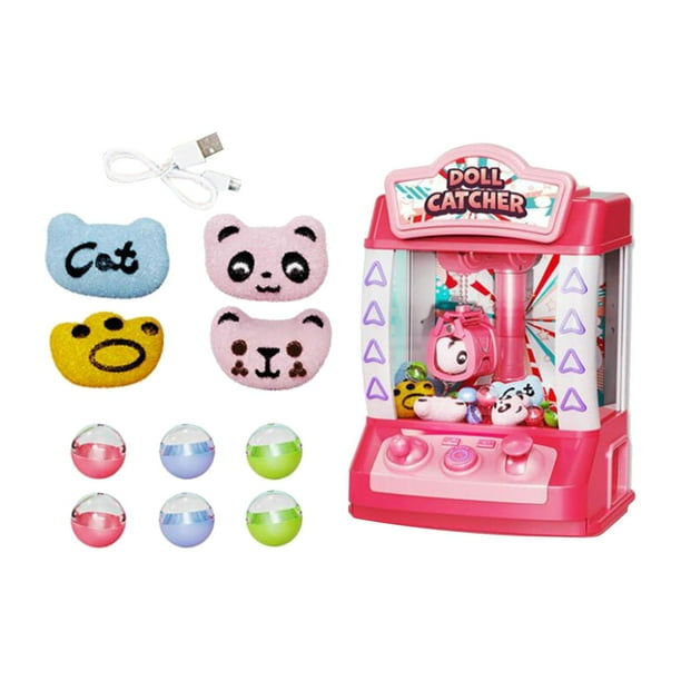 Arcade Candy Capsule Claw Game Prizes Toy, Electronic Small Toys, Claw Machine Arcade Game for Toddlers Girls Boys Best Gifts Pink 4 Dolls