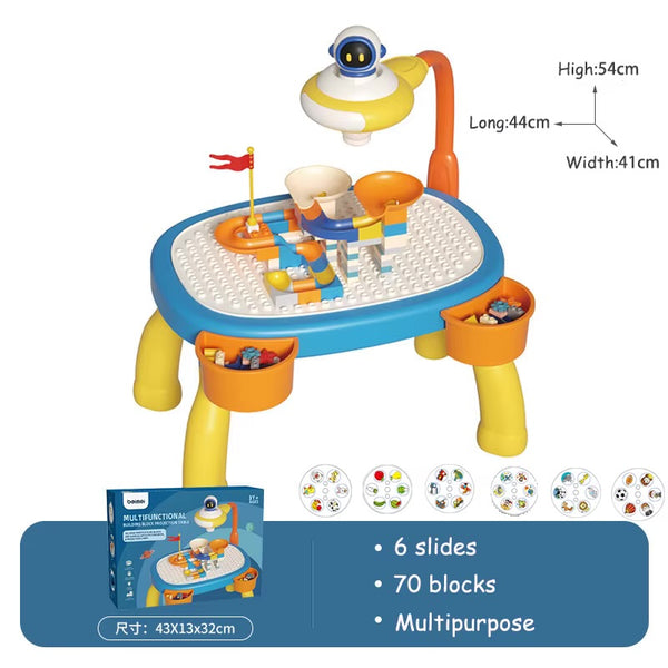 Kids Drawing Projector Table With Building Blocks