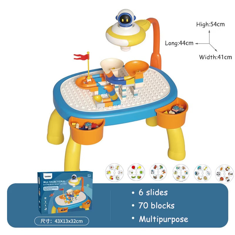 Kids Drawing Projector Table With Building Blocks