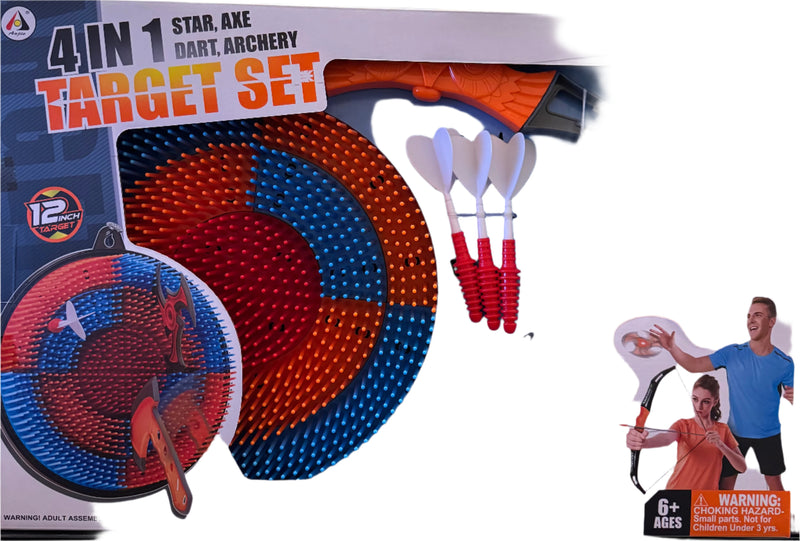 Target Game Set, 4 in 1 Star, Axe, Dart, Archery
