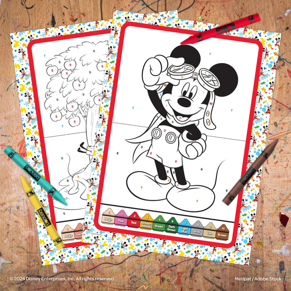 Disney Mickey Mouse 32 Page Color By Number with 8 Crayons, Bendon