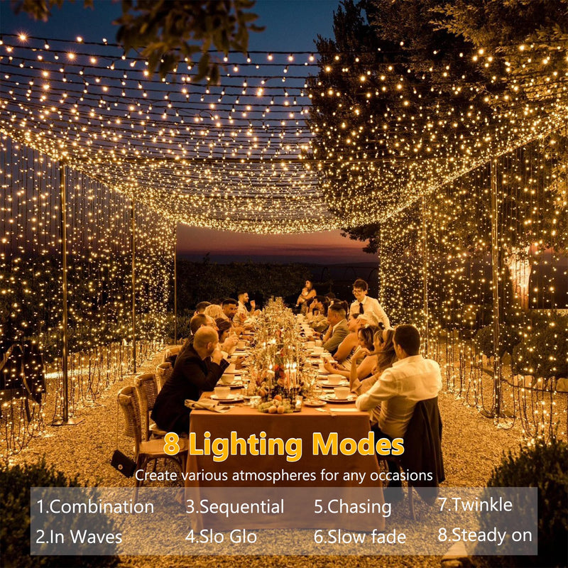 String Lights Warm White, 66ft 200 LED Christmas String Lights with Timer, 8 Modes Christmas Berry Lights, Xmas Tree Globe Lights Outdoor Mini Tree Light for Christmas Tree Home Party Patio