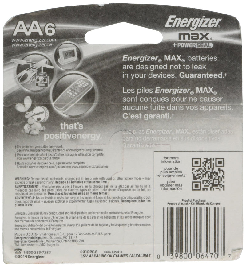 Energizer - AA Cell 1.5 volt MAX Battery (6 pack)