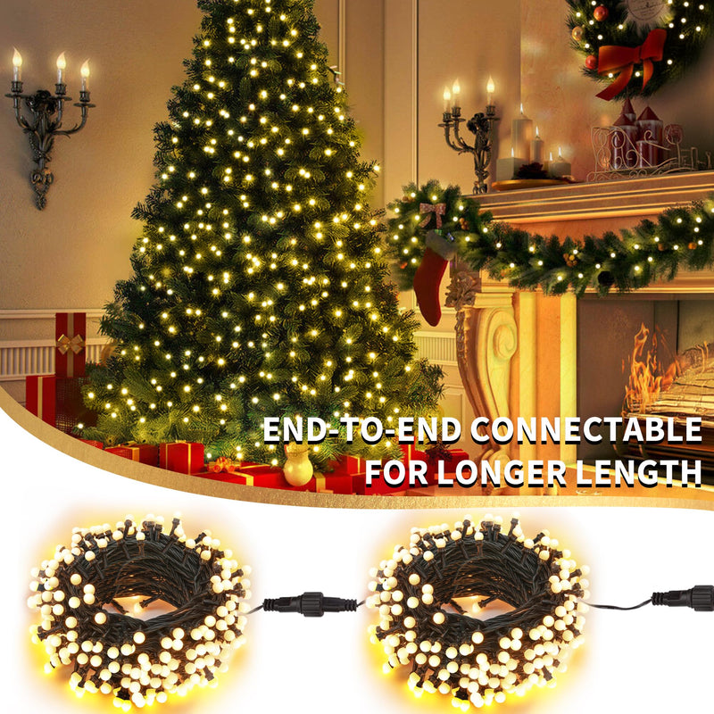 String Lights Warm White, 66ft 200 LED Christmas String Lights with Timer, 8 Modes Christmas Berry Lights, Xmas Tree Globe Lights Outdoor Mini Tree Light for Christmas Tree Home Party Patio