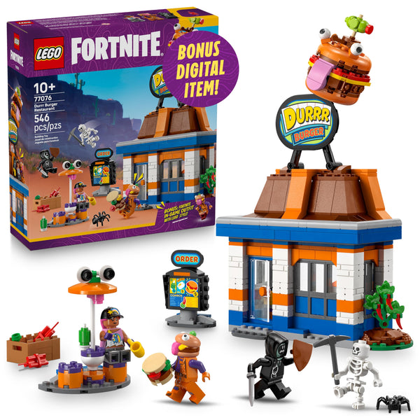 LEGO Fortnite Durrr Burger Restaurant Kids Toy - Video Game Building Set for Boys & Girls, Ages 10+ - Fortnight Minifigures Beach Boss, Grimy, and More -