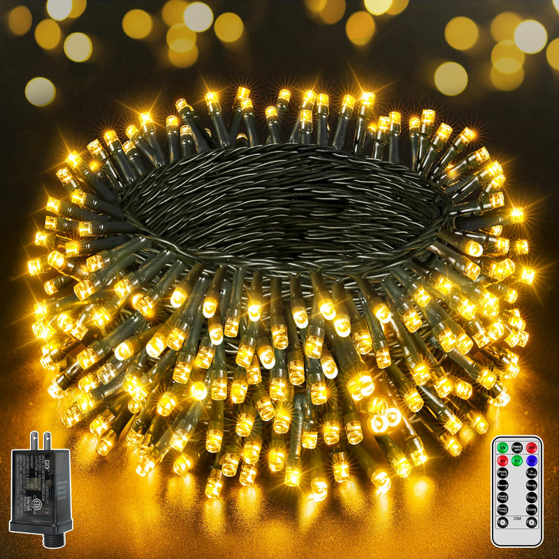 Christmas 500 LED 210FT Christmas Lights, Waterproof Outdoor String Lights with Remote and Timer, Christmas Tree Lights with 8 Modes Dimmable, Fairy Lights for Holiday Decor (Warm White)