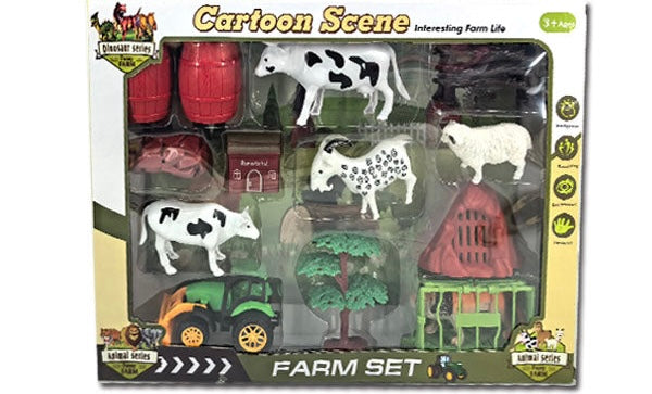 Farm Set Cartoon Scene