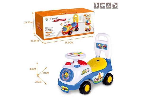 Push Car, Steering Wheel Cartoon Stroller Blue