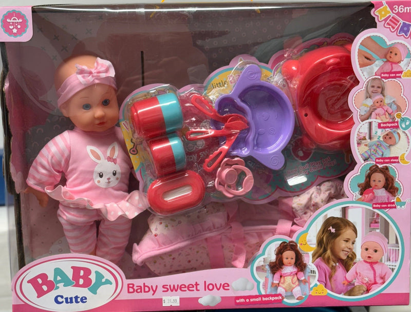 Doll Set, Baby Sweet Love, Cute Baby With a Small Backpack