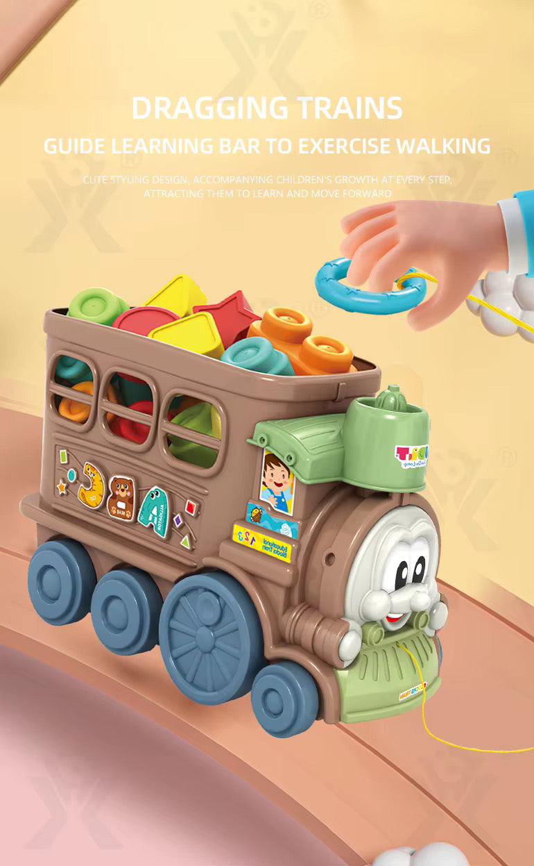 Soft Rubber Building Blocks Train Toy Kids Education 2 in 1 Multifunctional Toy
