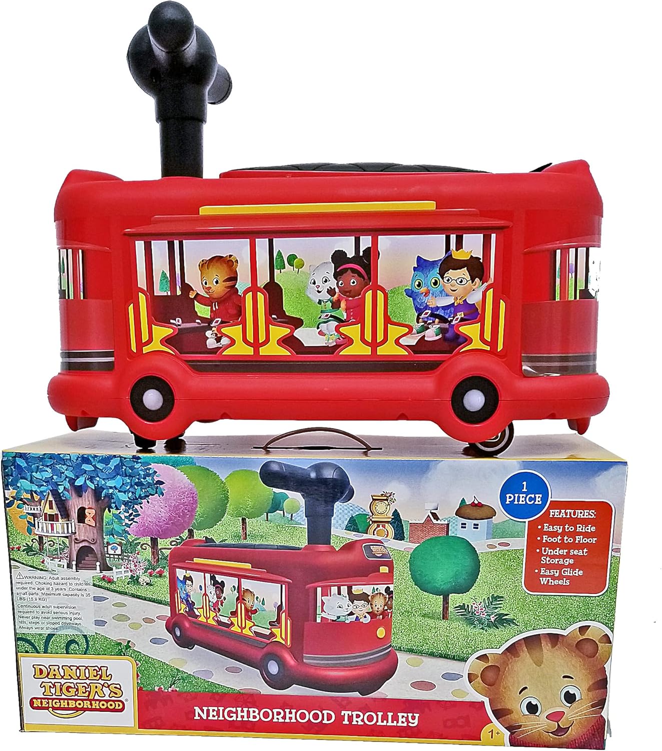 Best Ride On Cars Daniel Tiger's Trolley Push Car, Red