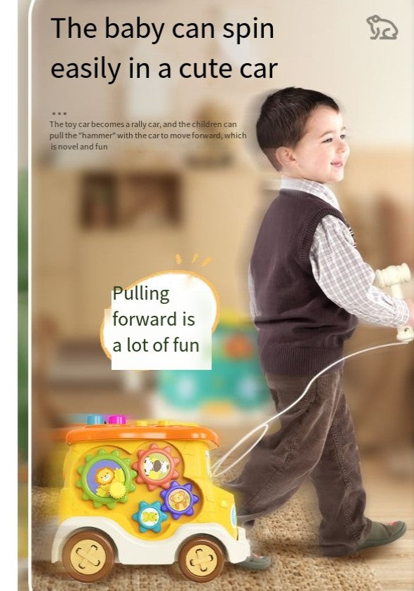 Baby Puzzle Early Education Bus Car Polyhedral Six Sided Drum Toy