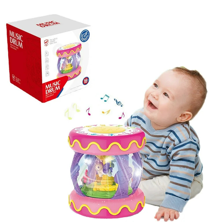 Musical Toy Carousel Hand Drum Instruments Lights up Toy Early Educational Learning Development Toy For Baby And Toddler