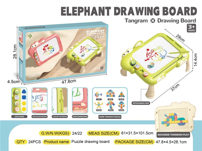 Drawing Board, Colorful Elephant Puzzle Board