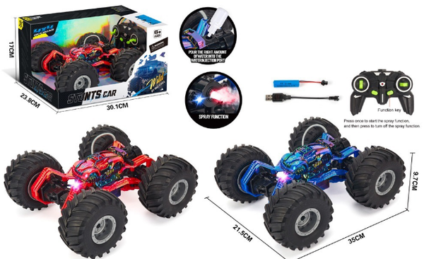 Remote Control Spray Stunt Car, Four Wheel Drive With Light Big Wheel (color may vary)