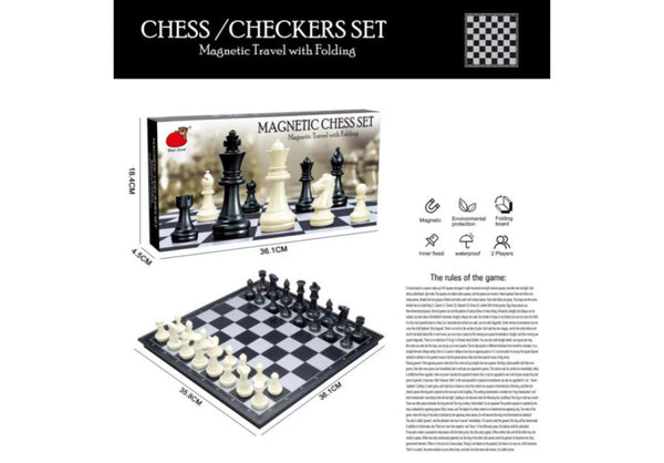 Board Game Magnetic Travel Chess and Checkers Set