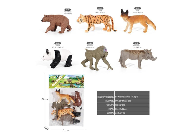 Wildlife Animal Figurine Set 6 Pcs