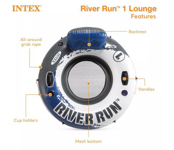 Intex River Run 1 Inflatable Floating Tube Raft for Lake, River & Pool ...