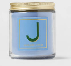 7oz Scented Monogram Letter  Candle with Gold Matte Lid J