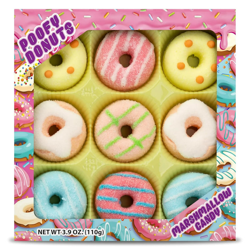 Poofy Donuts Marshmallow Candy, 9 Count Box, 3.9 Ounce