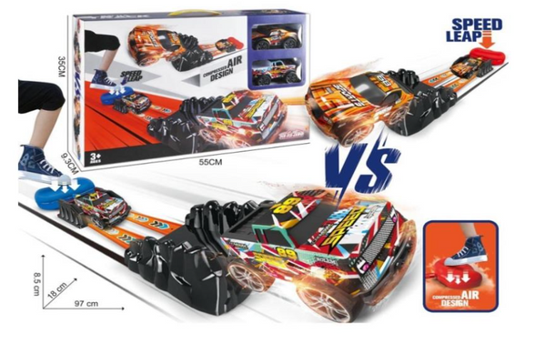 Foot pump launch track racing set