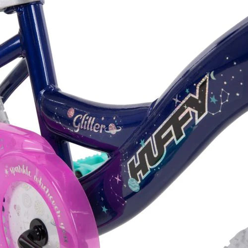 Huffy Glitter 16" Kid's Bike with Training Wheels, Easy Assembly, Purple