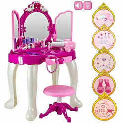 Princess Glamour Mirror Dressing Play Table Girls Makeup Kids Toy Home Children
