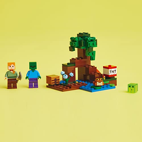 LEGO Minecraft The Swamp Adventure 21240, Building Game Construction Toy with Alex and Zombie Figures in Biome, Birthday Gift Idea for Kids Ages 8+