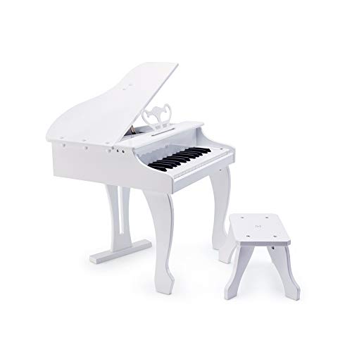 Piano, Hape Deluxe White Grand | Thirty Key Piano Toy with Stool, Electronic Keyboard Musical Toy Set