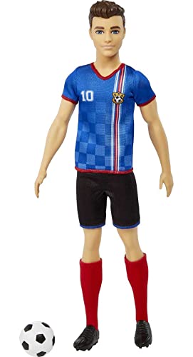 Ken Soccer Doll, Cropped Hair, Colorful #10 Uniform, Soccer Ball, Cleats, Tall Socks - sctoyswholesale
