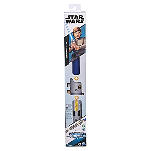 STAR WARS Lightsaber Forge Luke Skywalker Electronic Extendable Blue Lightsaber Toy, Customizable Roleplay Toy