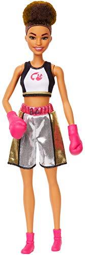 Barbie Boxer Doll, Brunette Wearing, Boxing Outfit featuring Pink Boxing Gloves - sctoyswholesale