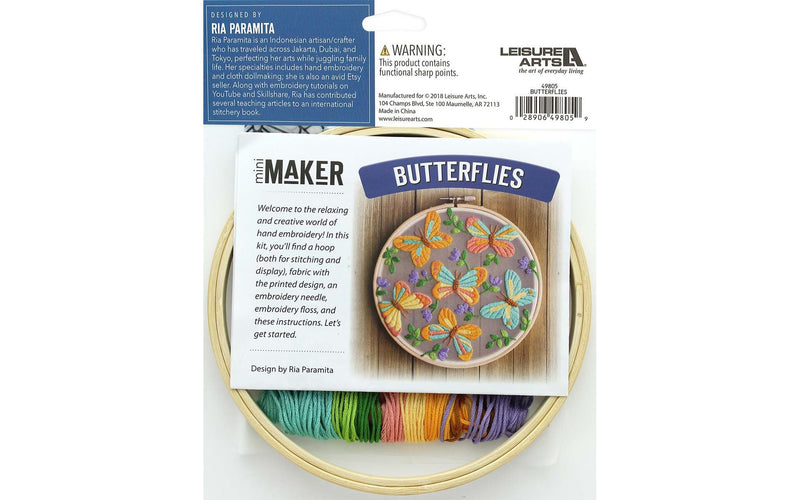 Leisure Arts Mini Maker Embroidery Kit, Transluscent Organza - sctoyswholesale