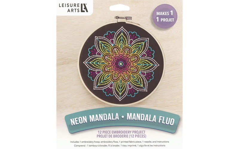 Leisure Arts Embroidery Project, Neon Mandala. Mandala Fluo - sctoyswholesale