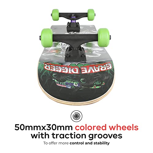 Monster Jam 31 inch Skateboard, 9-ply Maple Desk Skate Board for Cruising, Carving, Tricks and Downhill