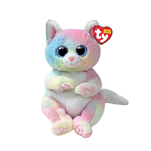 TY Beanie Bellie Jenni - Rainbow Colored Cat - 6"