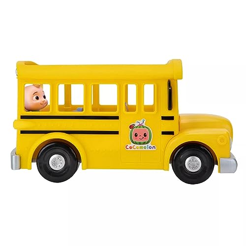 Cocomelon Official Musical Yellow School Bus, Plays Clips from ‘Wheels on The Bus,’ Featuring Removable JJ Figure – Character Toys for Babies, Toddlers, and Kids