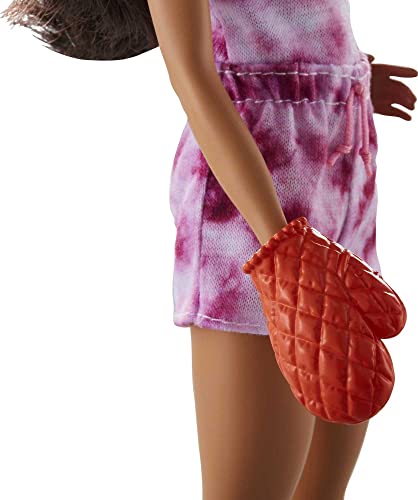 Barbie Doll & Kitchen Playset Doll (~10.5 in Brunette, Petite), Oven, Spinning Mixer, Pet Kitten & Baking Accessories, Gift for 3 to 7 Year Olds - sctoyswholesale