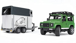 Bruder Toys  Land Rover Defender Station Wagon with Horse Trailer & Horse
