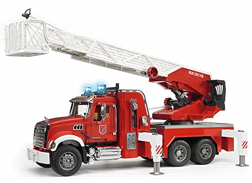 Bruder Mack Granite Fire Engine Truck w/ Working Water Pump, Lights & Engine Sounds