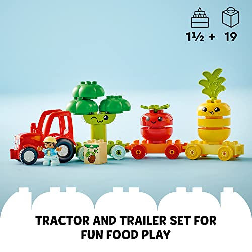 LEGO DUPLO My First Fruit and Vegetable Tractor Toy 10982, Stacking and Color Sorting Toys for Babies and Toddlers Ages 1 .5-3 Years Old, Educational Early Learning Set