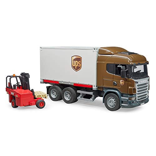 Bruder Scania R-Series Ups Logistics Truck with Forklift Vehicles - Toys